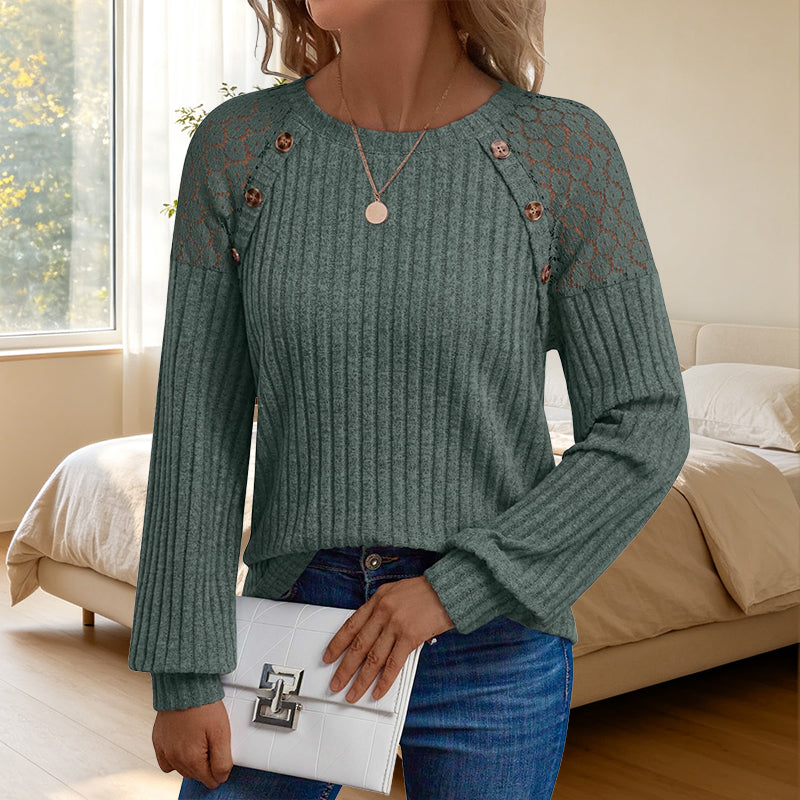 Nyhet✨ 🌸 Mjuk långärmad blus med patchwork