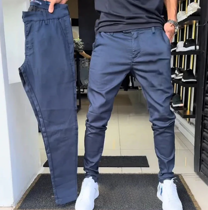 🔥Slim-fit casualbyxor i enfärgat tyg för herr