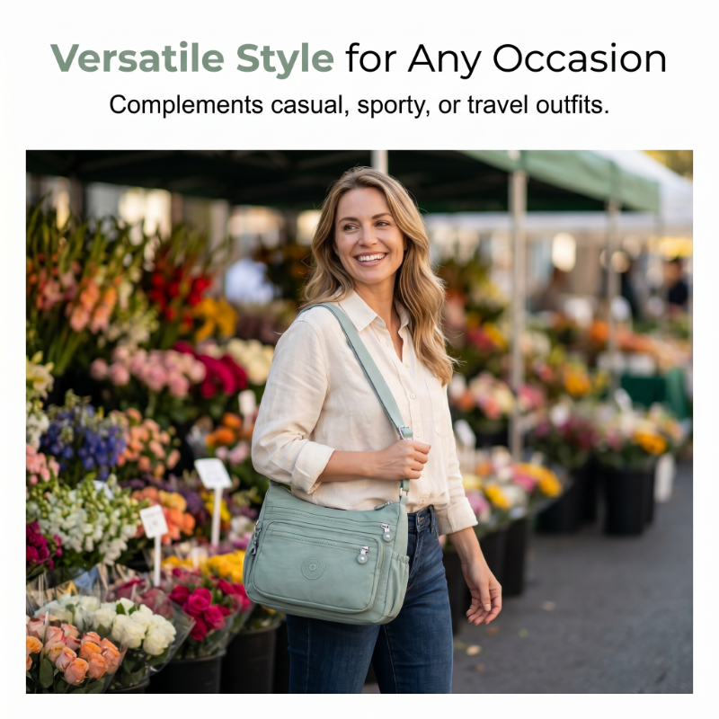 ✨ 50 % RABATT NU! ✨ Lätt nylon crossbody-väska med flera fickor – smidig, säker & perfekt för vardag & resa 🎒