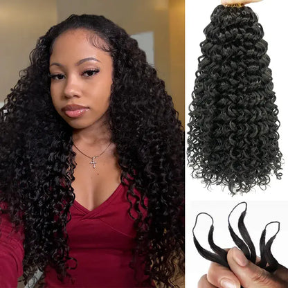 ISEE HAIR Hårförlängningar av äkta hår, virkade med ”Miracle Knots”, fördelade i sektioner, 50 g/förpackning – Knutfria boho-flätor, 4–5 förpackningar för hela huvudet, flera olika lockiga och vågiga texturer