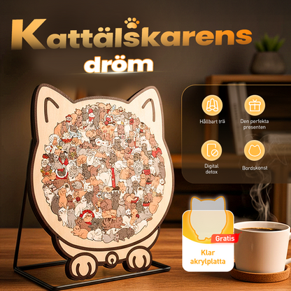 🐱135-delars Morandi-färgat kattformat träpussel🎁