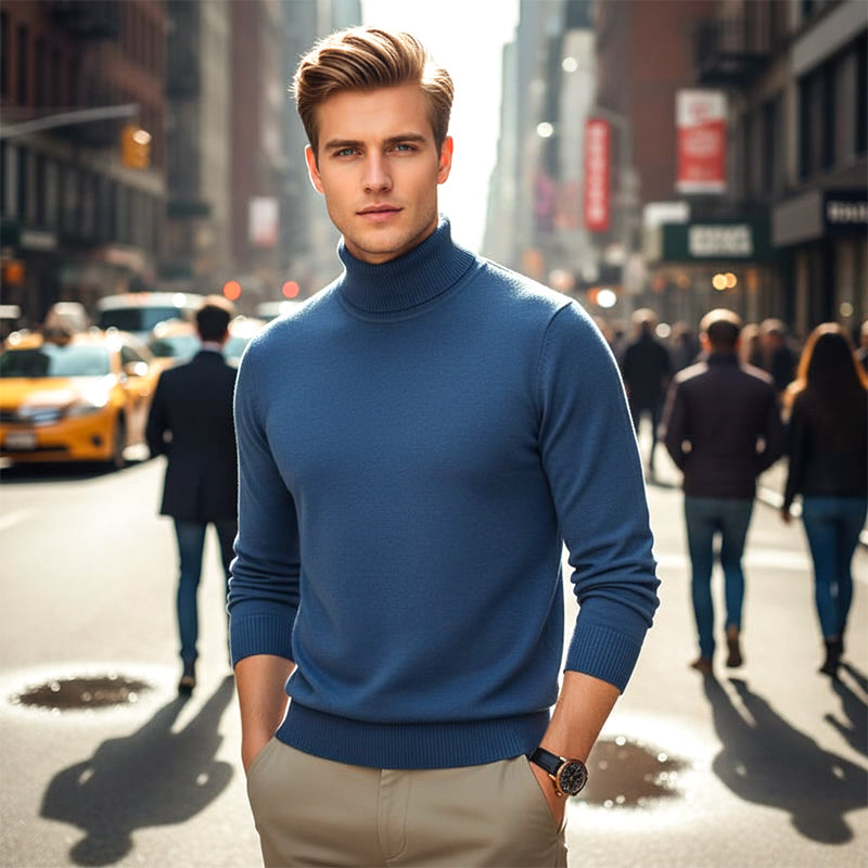 🧶 50% RABATT PÅ HETT REA! ✨ Premium herrtröja i kashmir, enfärgad - Mjukt, bekvämt garn med modern passform för både jobb och fritid 👔🎯
