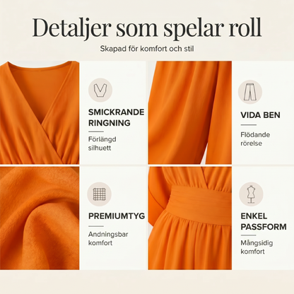 Jumpsuit för damer med V-ringning, hög midja och vida ben
