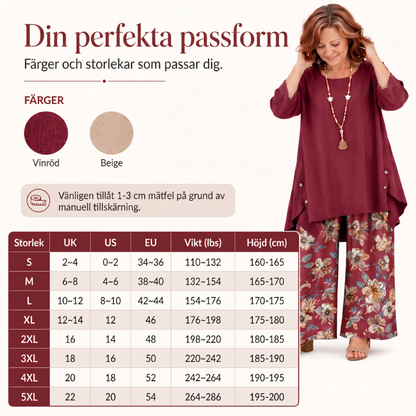 👚 50% RABATT NU! 🌿Damset med topp och byxor i bomull och linne, halvärmad – Andningsbart och lätt – Perfekt för sommaren, kontoret eller vardagliga dagar – avslappnad passform med naturlig textur 🌸✨