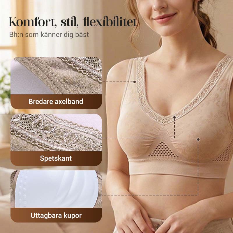 【✨1 + 1 gratis - 2 st】Bekväm lyftande behå i ren bomull utan knappar