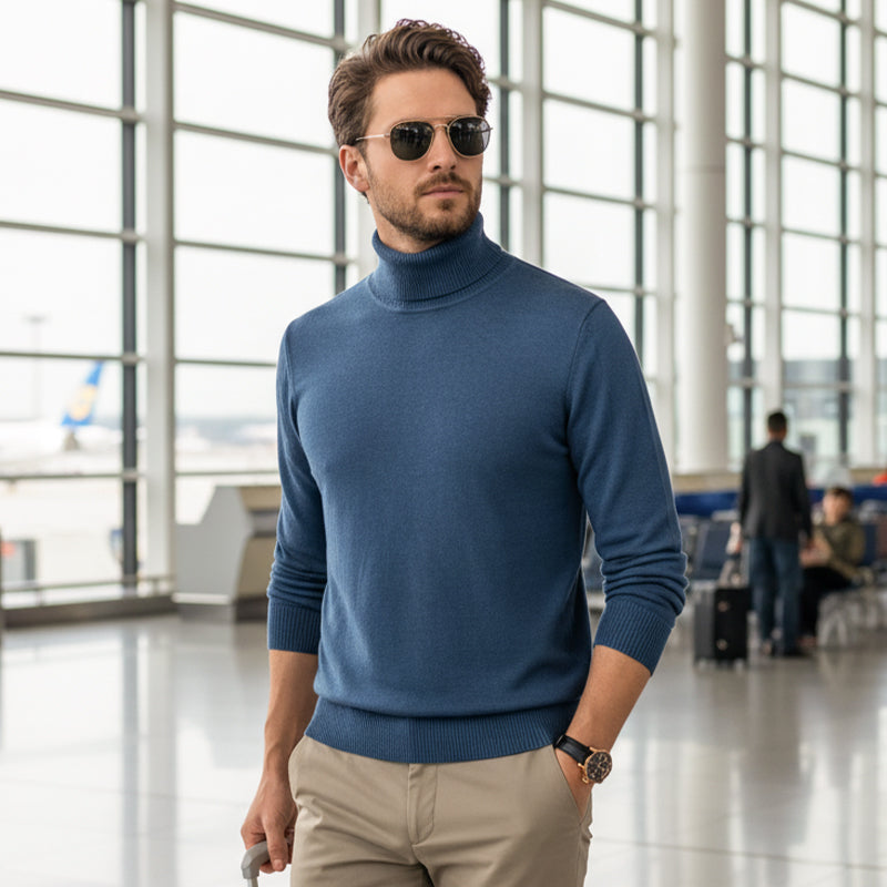 🧶 50% RABATT PÅ HETT REA! ✨ Premium herrtröja i kashmir, enfärgad - Mjukt, bekvämt garn med modern passform för både jobb och fritid 👔🎯