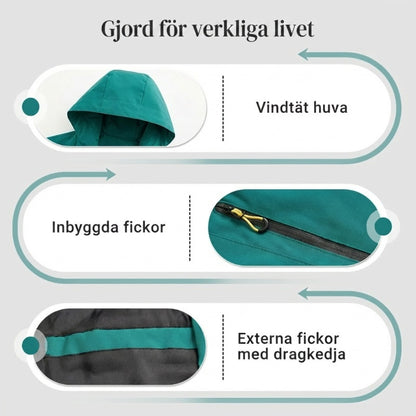 Vattentät sportjacka med huva för utomhusbruk
