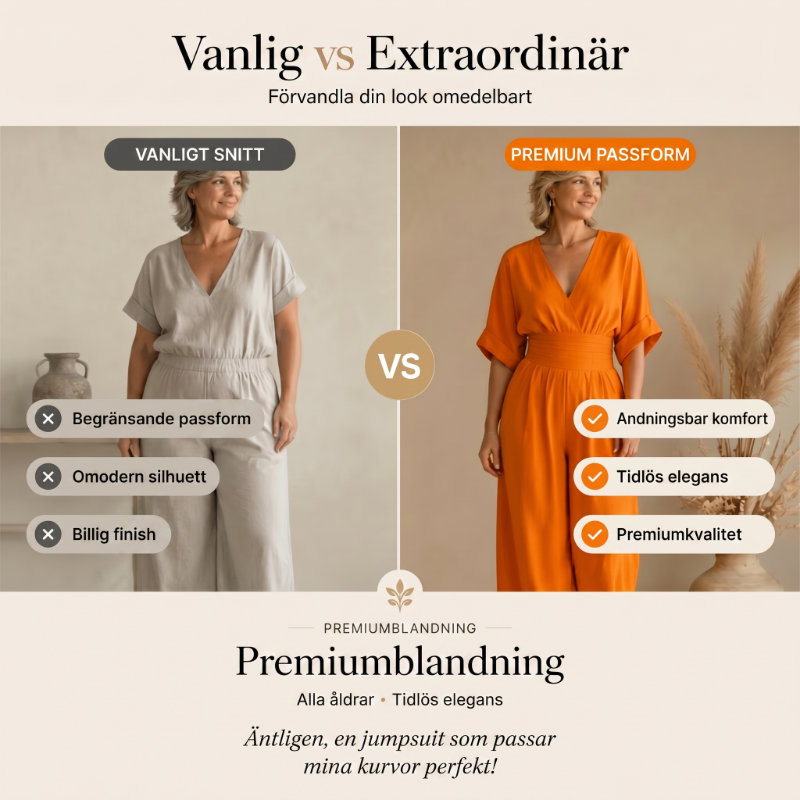 Jumpsuit för damer med V-ringning, hög midja och vida ben