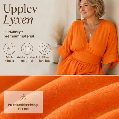 Jumpsuit för damer med V-ringning, hög midja och vida ben