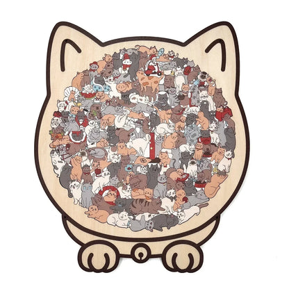 🎁 Julrea -50% RABATT 🎅 135-bitars träpussel med katt i Morandi-färgen