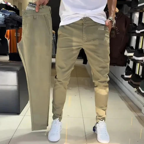 🔥Slim-fit casualbyxor i enfärgat tyg för herr