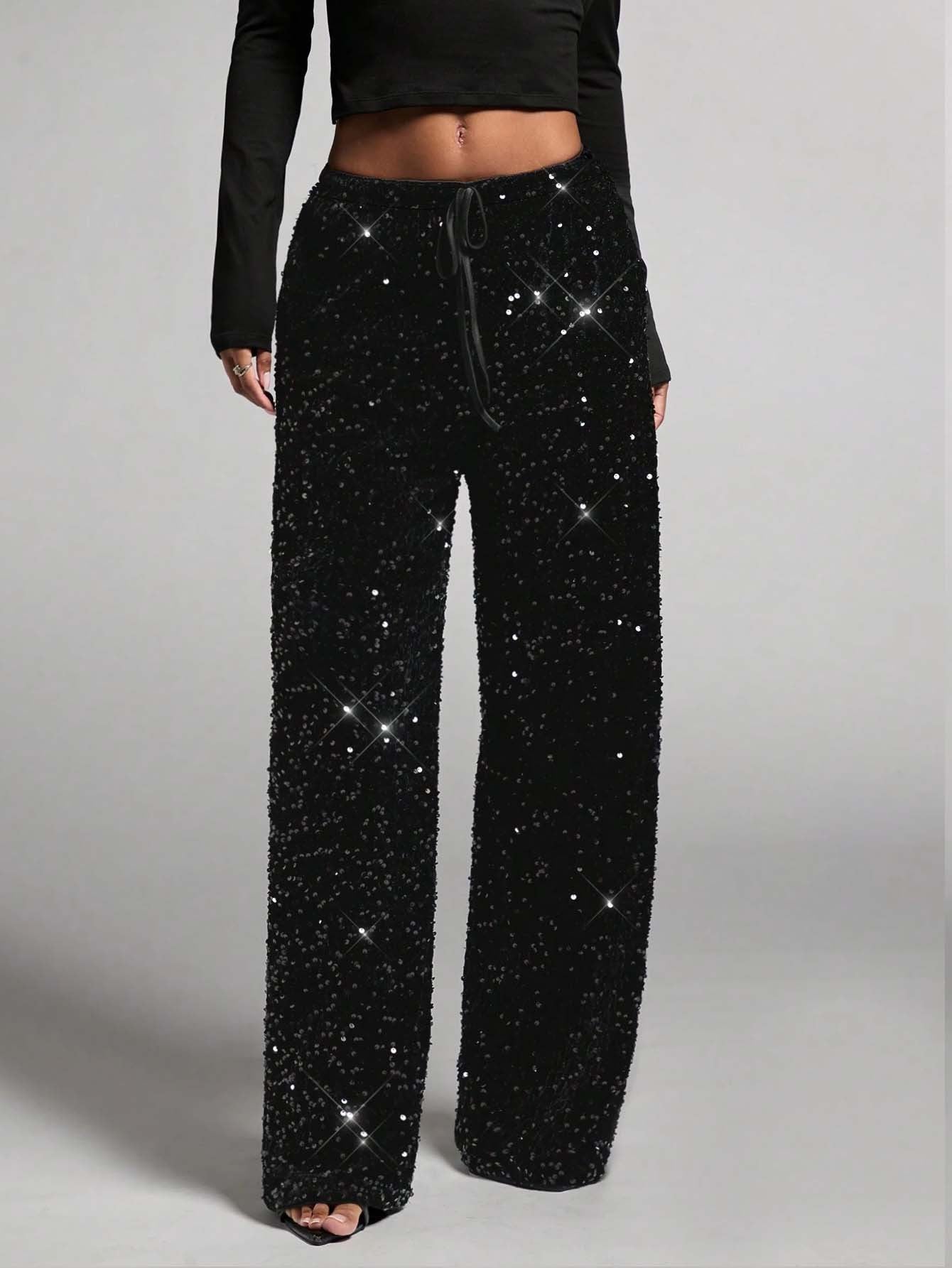 💖SISTA DAGEN REA 50% RABATT🥰Dambyxor med paljetter och elastisk midja