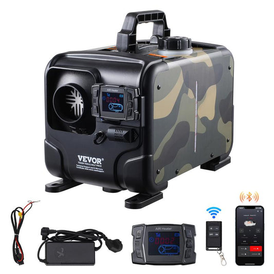 8 kW dieselvärmare, 12 V/24 V allt-i-ett-dieselvärmare, Bluetooth-APP-styrning, fjärrkontroll och display, CO-larm, snabb uppvärmning
