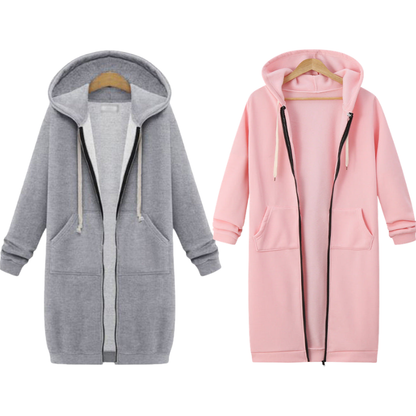 🔥✨Fleece-tröjor med huva och dragkedja för damer