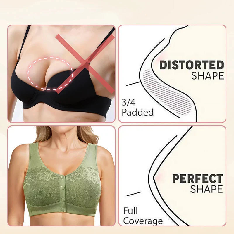 ⏳50 % rabatt under en begränsad tid⏰Bekväm trådlös formande behå med knäppning framtill👙