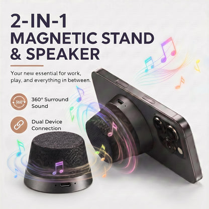 🔥📱2-i-1 magnetiskt mobilstativ och Bluetooth-högtalare – IPX6-vattentät, TWS-dubbelparning 🛜🔉