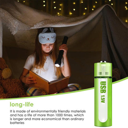 🔋💥Litium AA-uppladdningsbara batterier med USB-port – konstant utgångsspänning på 1.5 V, lång livslängd (över 1000 laddningscykler)♻️
