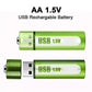 🔋💥Litium AA-uppladdningsbara batterier med USB-port – konstant utgångsspänning på 1.5 V, lång livslängd (över 1000 laddningscykler)♻️