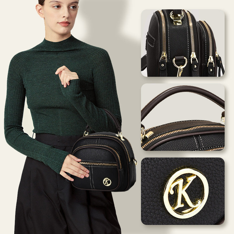 🔥het försäljning🔥Klassisk crossbody-väska i läder med flera fack och funktioner