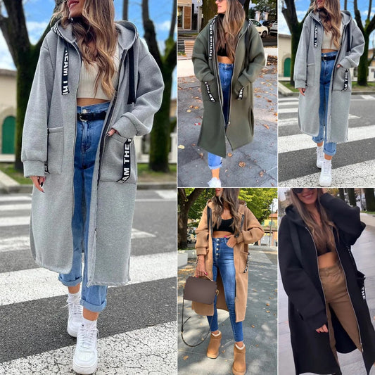 🔥Essentiella outfits för dejter✨ Lång tröja med huva för dam🍂 och axelbandslös topp