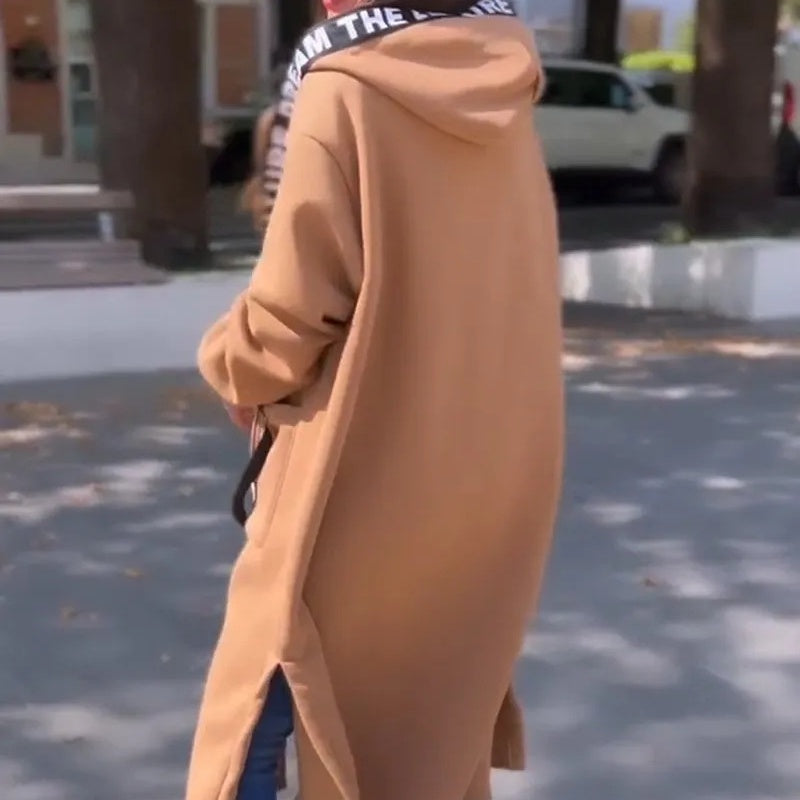 🔥Essentiella outfits för dejter✨ Lång tröja med huva för dam🍂 och axelbandslös topp