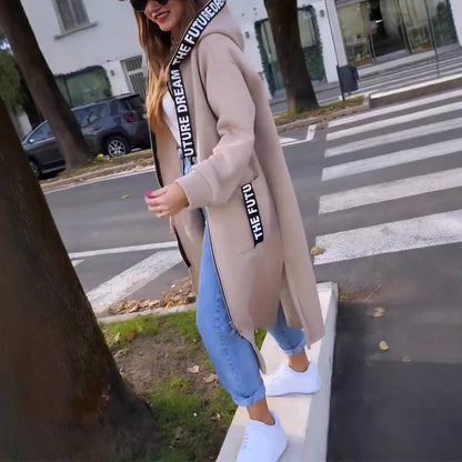 🔥Essentiella outfits för dejter✨ Lång tröja med huva för dam🍂 och axelbandslös topp