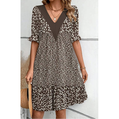 💕 V-Neck Flowy Mini-klänningar för kvinnor