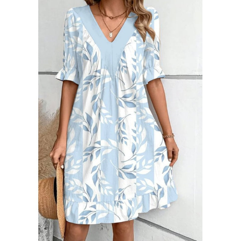 💕 V-Neck Flowy Mini-klänningar för kvinnor