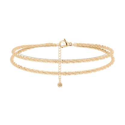 ✨ Vackert skiktat vattentätt ankelarmband – Sommarglitter, Justerbar Passform & Unik Design 🏖️