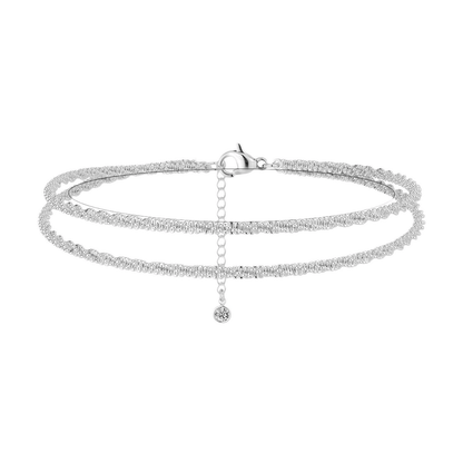 ✨ Vackert skiktat vattentätt ankelarmband – Sommarglitter, Justerbar Passform & Unik Design 🏖️