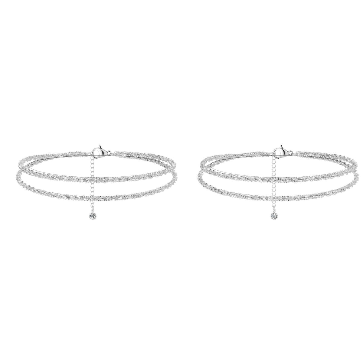 ✨ Vackert skiktat vattentätt ankelarmband – Sommarglitter, Justerbar Passform & Unik Design 🏖️