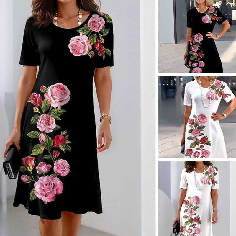 2026 Ny Rose Bloom kortärmad klänning