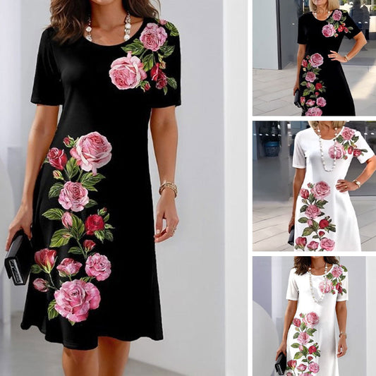2026 Ny Rose Bloom kortärmad klänning