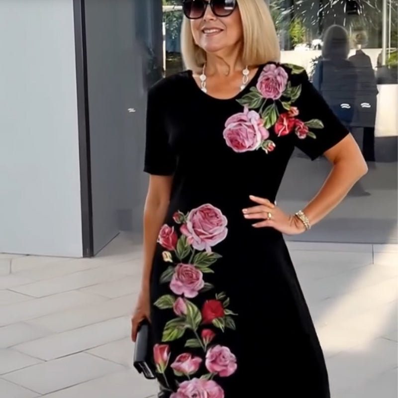 2026 Ny Rose Bloom kortärmad klänning