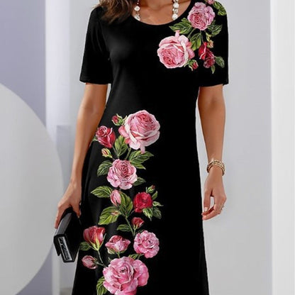 2026 Ny Rose Bloom kortärmad klänning