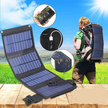 💥20 W bärbar solpanelsladdare – hopfällbar, monokristallin och vattentät strömkälla, lätt nödladdare för mobiltelefoner, camping, vandring och husbilar, USB-utgång, IP65-klassad och tålig, hög verkningsgrad för utomhusäventyr
