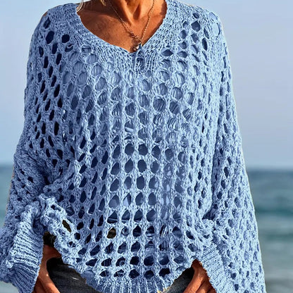 👚 50% RABATT! 🧶 Kvinnor Casual Solid Color Crochet Stickad Topp – Luftig Design, Bekväm Passform & Perfekt För Sommar & Vardag 🌸