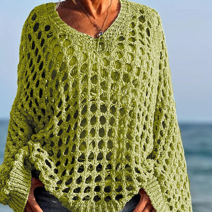 👚 50% RABATT! 🧶 Kvinnor Casual Solid Color Crochet Stickad Topp – Luftig Design, Bekväm Passform & Perfekt För Sommar & Vardag 🌸