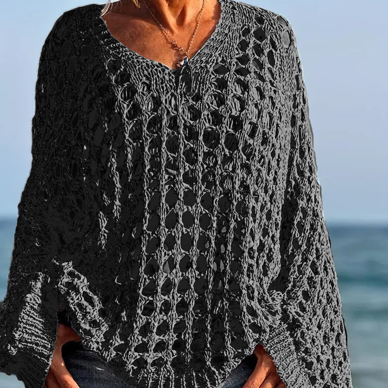 👚 50% RABATT! 🧶 Kvinnor Casual Solid Color Crochet Stickad Topp – Luftig Design, Bekväm Passform & Perfekt För Sommar & Vardag 🌸