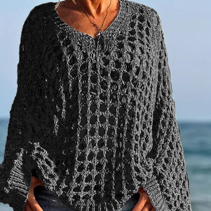 👚 50% RABATT! 🧶 Kvinnor Casual Solid Color Crochet Stickad Topp – Luftig Design, Bekväm Passform & Perfekt För Sommar & Vardag 🌸