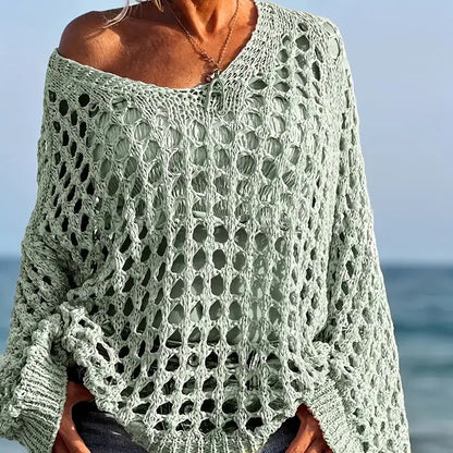 👚 50% RABATT! 🧶 Kvinnor Casual Solid Color Crochet Stickad Topp – Luftig Design, Bekväm Passform & Perfekt För Sommar & Vardag 🌸