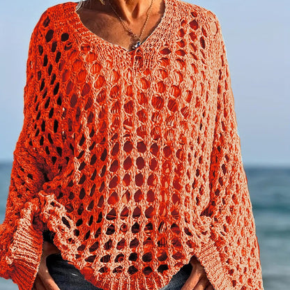 👚 50% RABATT! 🧶 Kvinnor Casual Solid Color Crochet Stickad Topp – Luftig Design, Bekväm Passform & Perfekt För Sommar & Vardag 🌸