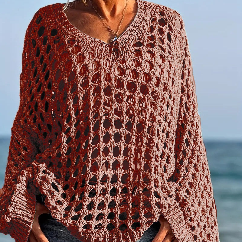 👚 50% RABATT! 🧶 Kvinnor Casual Solid Color Crochet Stickad Topp – Luftig Design, Bekväm Passform & Perfekt För Sommar & Vardag 🌸