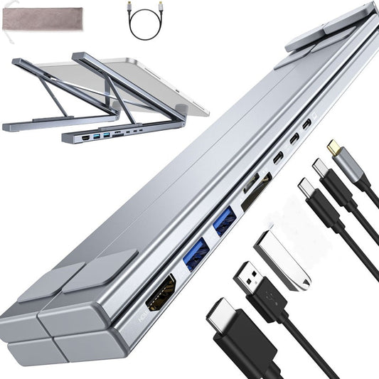 USB-C Dockningsstation med Laptopställ – 8-i-1, 4K HDMI & Snabbladdning