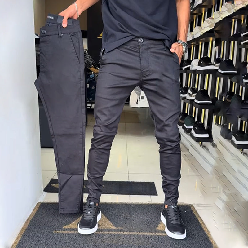 🔥Slim-fit casualbyxor i enfärgat tyg för herr