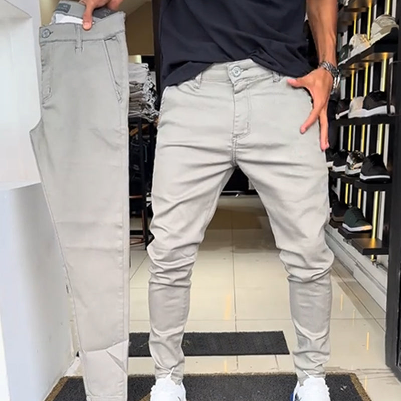 🔥Slim-fit casualbyxor i enfärgat tyg för herr