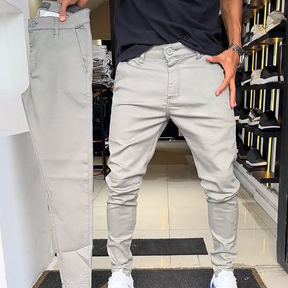 🔥Slim-fit casualbyxor i enfärgat tyg för herr