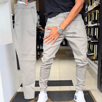 🔥Slim-fit casualbyxor i enfärgat tyg för herr