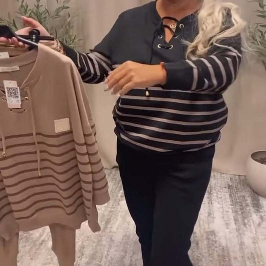 Casual tvådelade sportset med ränder