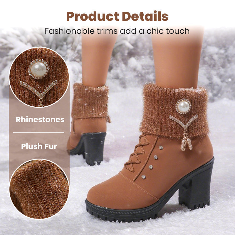 🖤 Black Friday 50% Rabatt für eine begrenzte Zeit 🔥Warm gefütterte Damenstiefeletten mit Blockabsatz